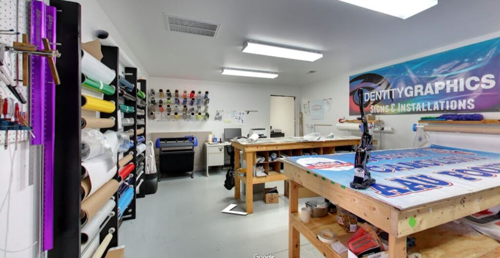 Inside signage and graphic shop