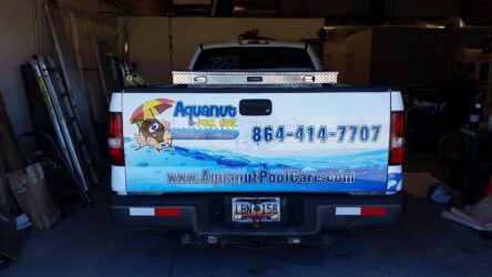 Graphics on business vehicle